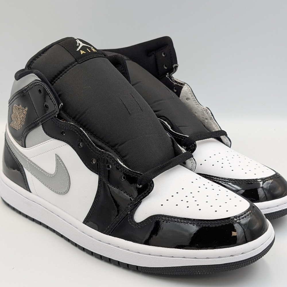 Air Jordan 1 Mid SE Black Patent Silver White | Men’s Size 10.5 | No Box Lid